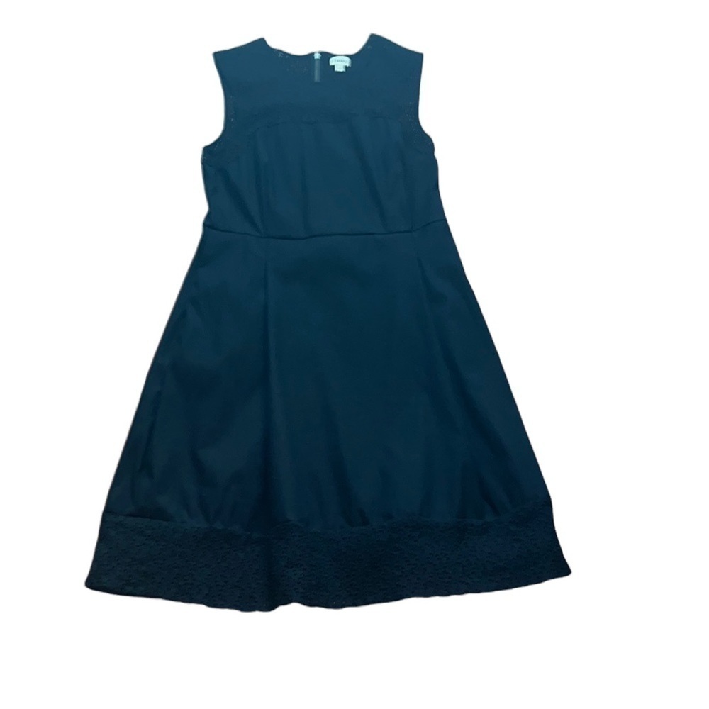 Hatley sleeveless black midi dress with eyelet trim and back zip Size 8